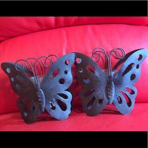2 Butterfly candles metals holders